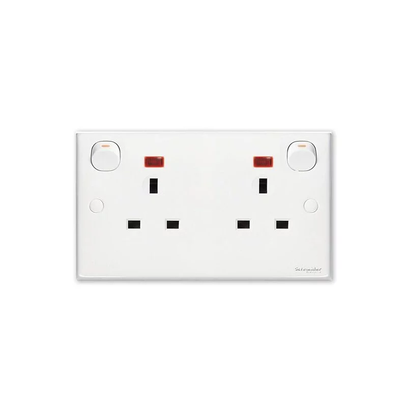 Schneider 施耐德 插座 E30, 13A, 有掣, 雙位