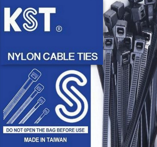 [E005] KST 膠索帶 黑色 K-200SD-B, (L)203mm x (W)4.8mm