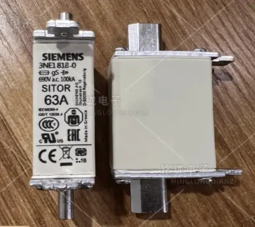 [CP014] Siemens, 3NE1818-0, SITOR fuse link, with blade contacts, NH000, In: 63 A, gS, Un AC: 690 V, Un DC: 250 V, front indicator 