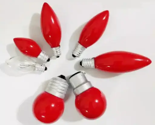 [EC028] GLOBE BULB 燈膽 釘頭 紅光 10W, B22, 220V